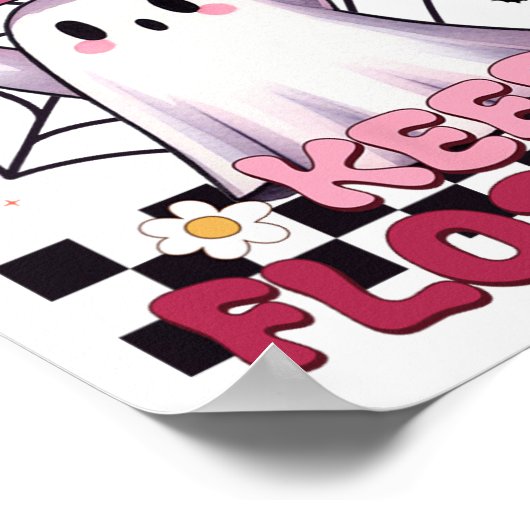 Houd Flossen Ghost Groovy Dental Hygiene Halloween Poster (Hoek)