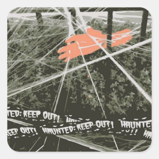 Houd Halloween Hand in Struiken Spooky Stickers (Voorkant)