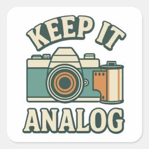 Houd het analoog vierkante sticker
