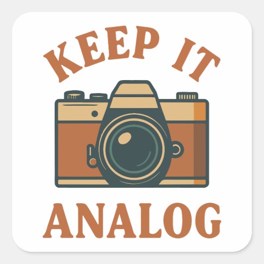 Houd het analoog vierkante sticker (Voorkant)