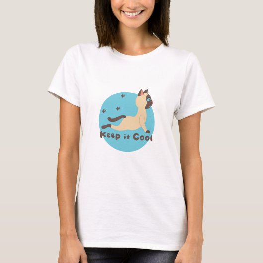 Houd het cool Kawaii grappige kattenpraktijk yoga  T-shirt (Voorkant)