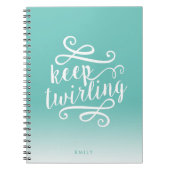 Houd het Draaien Aqua en Witte Gradiënt Ombre Cita Notitieboek (Voorkant)