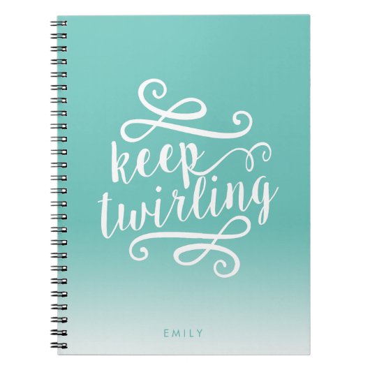 Houd het Draaien Aqua en Witte Gradiënt Ombre Cita Notitieboek (Voorkant)