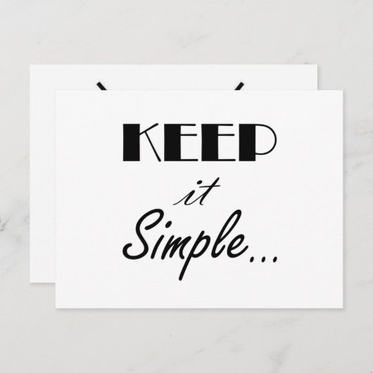 Houd het eenvoudig, Daily Affirmation flash card Feestdagenkaart (Voorkant / Achterkant)