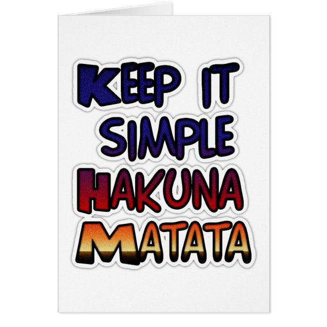 Houd het eenvoudig Hakuna Matata Art Print. (Voorkant)