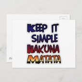 Houd het eenvoudig Hakuna Matata Art Print Briefkaart (Voorkant / Achterkant)