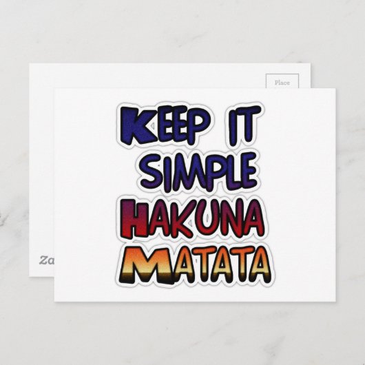 Houd het eenvoudig Hakuna Matata Art Print Briefkaart (Voorkant / Achterkant)