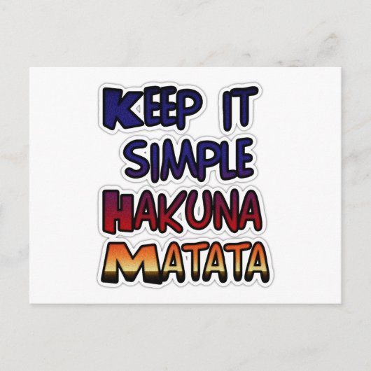 Houd het eenvoudig Hakuna Matata Art Print Briefkaart (Voorkant)