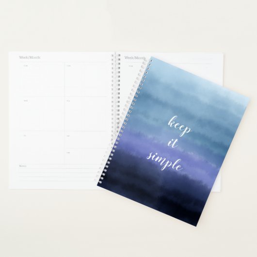 Houd het Eenvoudige Citaat Moderne Blauwe Paarse W Planner (Display)