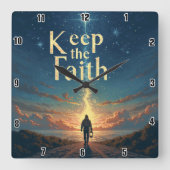 Houd het geloof: geleide reis vierkante klok (Voorkant)