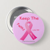 Houd het geloof Roze Lint Ronde Button 7,6 Cm (Voorkant /achterkant)