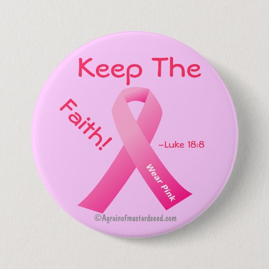Houd het geloof Roze Lint Ronde Button 7,6 Cm (Voorkant)