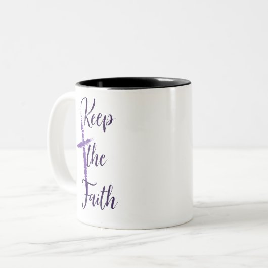 Houd het geloof tweekleurige koffiemok (Voorkant links)