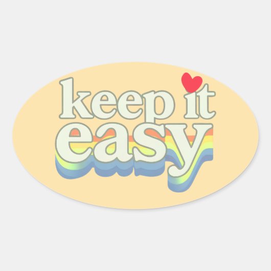 Houd het gemakkelijk Retro Pride typografie ontwer Ovale Sticker (Voorkant)