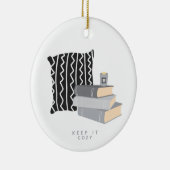 Houd het gezellig geïllustreerde kaars foto kerst keramisch ornament (Rechts)