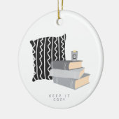 Houd het gezellig geïllustreerde kaars foto kerst keramisch ornament (Links)