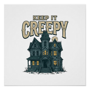Houd het griezelige vintage spookhuis Halloween De Perfect Poster