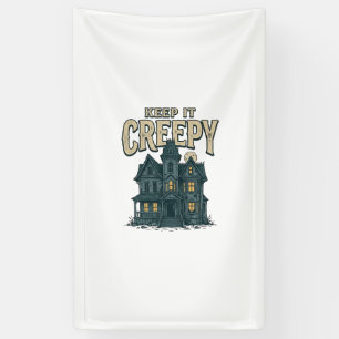 Houd het griezelige vintage spookhuis Halloween De Spandoek