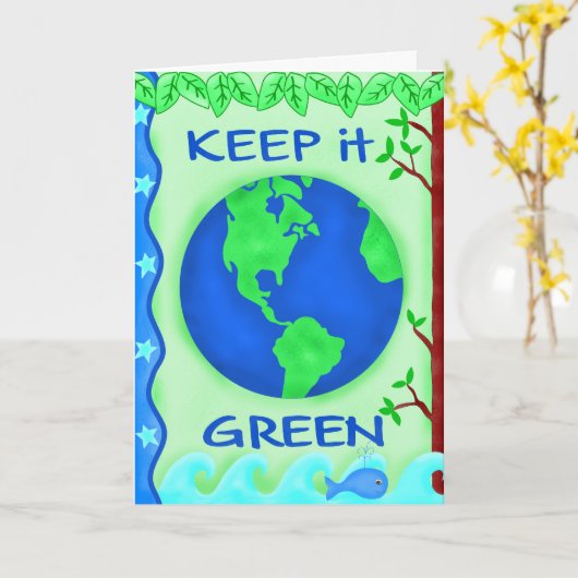 Houd het het Groene Wenskaart van de Dag van de Kaart (Gele Bloem)