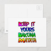 Houd het Jouw Hakuna Matata Kunstprint Briefkaart (Voorkant / Achterkant)