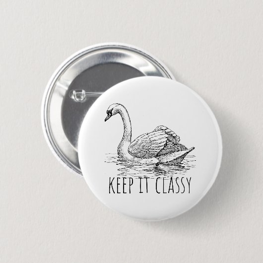 Houd het Klasse Elegante Zwaan Ronde Button 5,7 Cm (Voorkant /achterkant)
