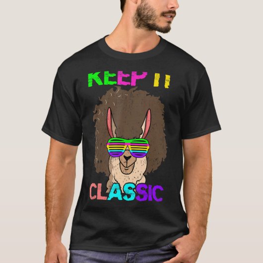 Houd het klassieke alpaca 80's Llama van 90 T-shirt (Voorkant)