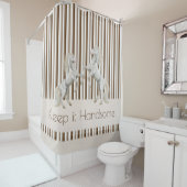 Houd het Knappe Douchegordijn Bruin Streep Paard (In situ)