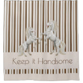 Houd het Knappe Douchegordijn Bruin Streep Paard (Voorkant)