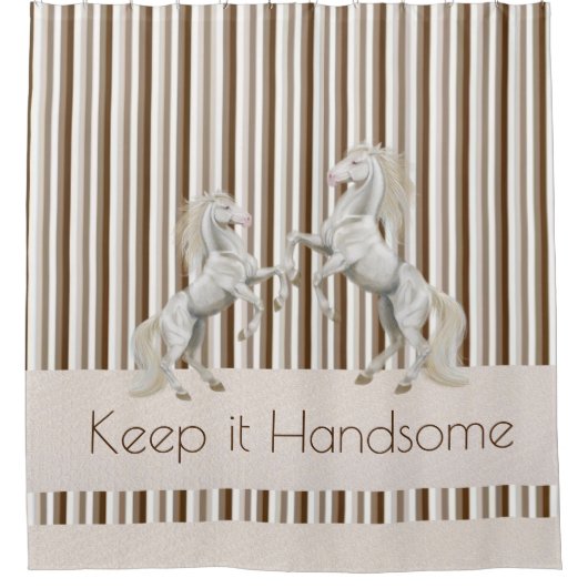Houd het Knappe Douchegordijn Bruin Streep Paard (Voorkant)