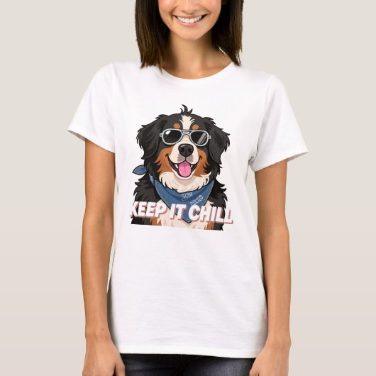 Houd het koel Bernese Berghond Kunst T-shirt (Voorkant)