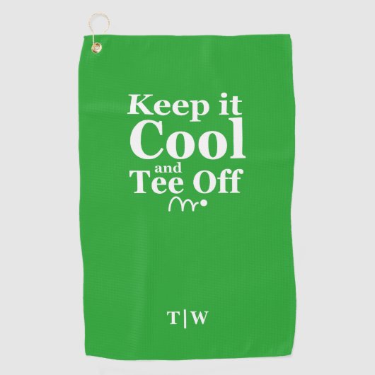 Houd het koel en T-shirt af van Initialen Golfhanddoek (Voorkant)