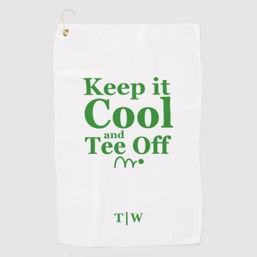 Houd het koel en T-shirt af van Initialen Golfhanddoek (Voorkant)