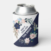 Houd het koel voor Bruid- Marine bloemen bloeien Blikjeskoeler (Blikje Voorkant)