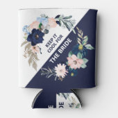 Houd het koel voor Bruid- Marine bloemen bloeien Blikjeskoeler (Voorkant)