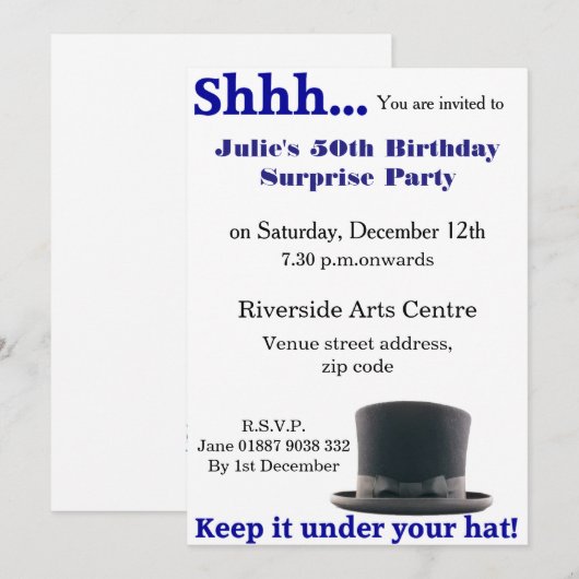 Houd het onder uw Pet uitnodiging (Voorkant / Achterkant)