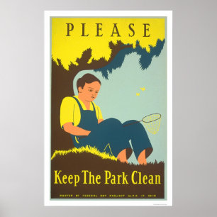 Houd het Park Schone 1938 WPA Poster