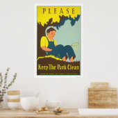 Houd het Park Schone 1938 WPA Poster (Keuken)