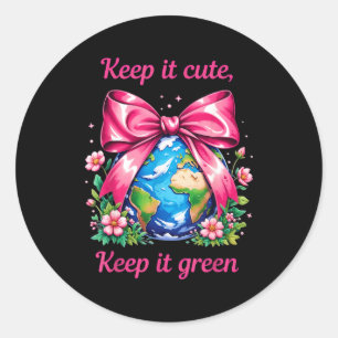 Houd het Schattig Houd het Groen Aardedag Planeet Ronde Sticker