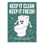 Houd het schoon, houd het fris - grappige badkamer foto afdruk (Voorkant)