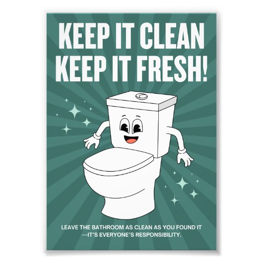 Houd het schoon, houd het fris - grappige badkamer foto afdruk (Voorkant)