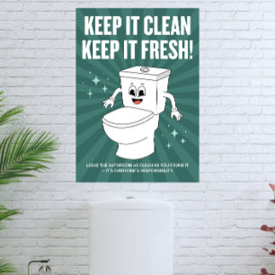 Houd het schoon, houd het fris - grappige badkamer foto afdruk