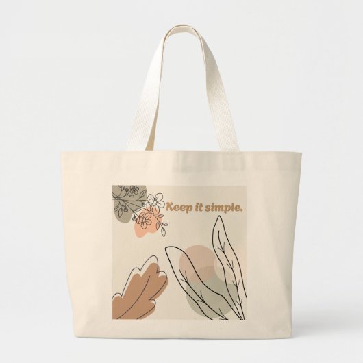 'Houd het Simpel' Aardse Botanische Kunst Grote Tote Bag (Voorkant)