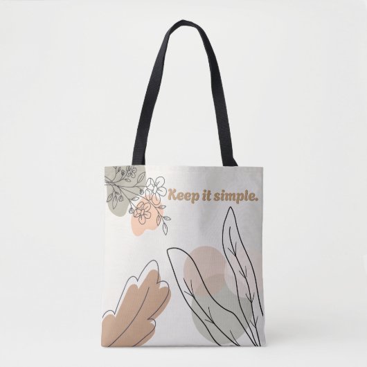 'Houd het Simpel' Aardse Botanische Kunst Tote Bag (Voorkant)