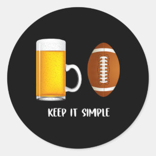 Houd het Simpel Bier College Football Grappig Alge Ronde Sticker