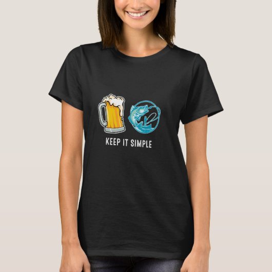 Houd het Simpel Bier & Vissen Vis Grappig Algemeen T-shirt (Voorkant)