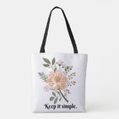 'Houd Het Simpel' Bloemige Minimalist Tote Bag (Achterkant)