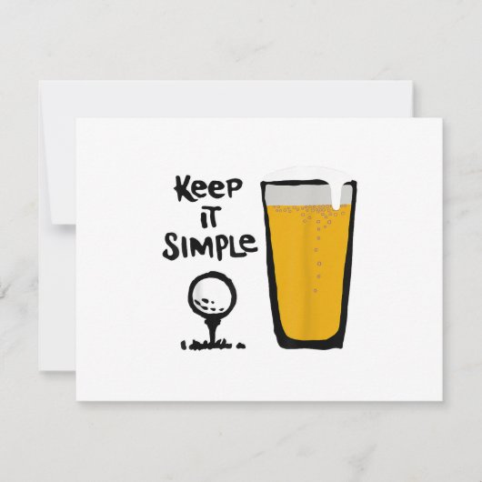Houd het simpel, grappig golfbier RSVP kaartje (Voorkant)