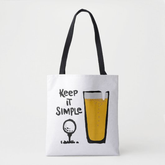 Houd het simpel, grappig golfbier tote bag (Voorkant)