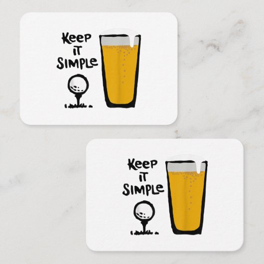 Houd het simpel, grappig golfbier visitekaartje (Voorkant / Achterkant)