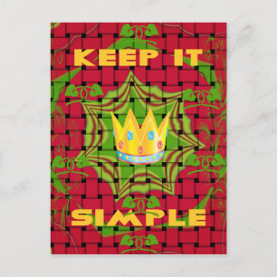 Houd het simpel: Vetgedrukte Gouden Rood Geweven B Briefkaart